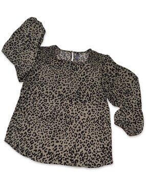 Animal Print Long Sleeve Blouse, Size M